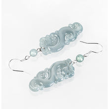Natural Jade Earrings Silver Dragon Jadeite Earrings