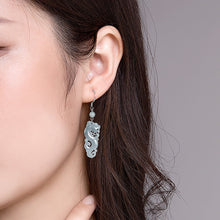 Natural Jade Earrings Silver Dragon Jadeite Earrings