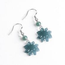 Natural Jade Earrings Silver Flower Jadeite Earrings
