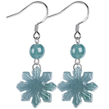 Natural Jade Earrings Silver Flower Jadeite Earrings