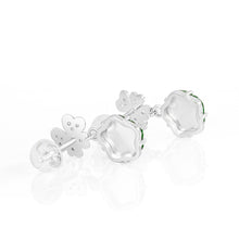 Natural Jade Earrings Silver Flower Jadeite Earrings
