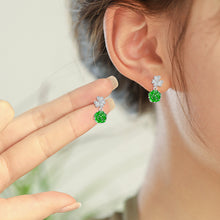 Natural Jade Earrings Silver Flower Jadeite Earrings