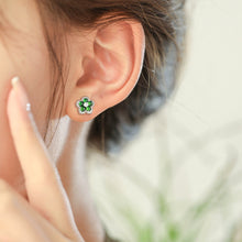 Natural Jade Earrings Silver Flower Jadeite Earrings