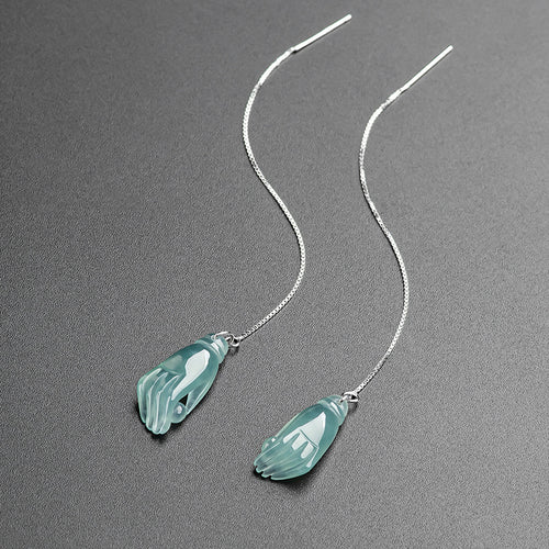 Natural Jade Earrings Silver Hand Jadeite Earrings