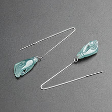 Natural Jade Earrings Silver Hand Jadeite Earrings