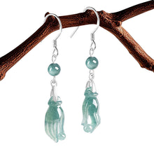 Natural Jade Earrings Silver Hand Jadeite Earrings