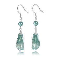 Natural Jade Earrings Silver Hand Jadeite Earrings