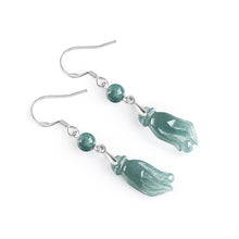 Natural Jade Earrings Silver Hand Jadeite Earrings