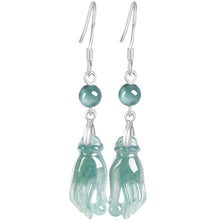 Natural Jade Earrings Silver Hand Jadeite Earrings