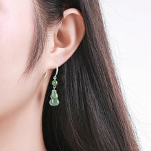 Natural Jade Earrings Silver Hulu Jadeite Earrings