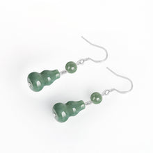 Natural Jade Earrings Silver Hulu Jadeite Earrings
