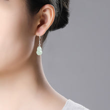 Natural Jade Earrings Silver Hulu Jadeite Earrings