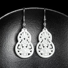 Natural Jade Earrings Silver Hulu Jadeite Earrings