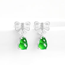 Natural Jade Earrings Silver Hulu Jadeite Earrings