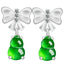 Natural Jade Earrings Silver Hulu Jadeite Earrings