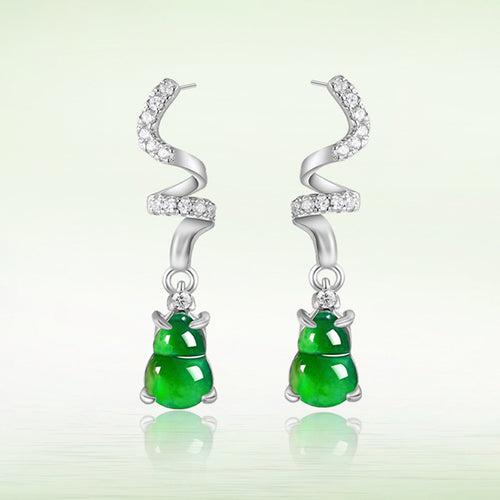 Natural Jade Earrings Silver Hulu Jadeite Earrings
