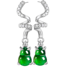 Natural Jade Earrings Silver Hulu Jadeite Earrings