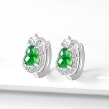 Natural Jade Earrings Silver Hulu Jadeite Earrings