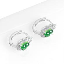 Natural Jade Earrings Silver Hulu Jadeite Earrings