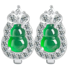 Natural Jade Earrings Silver Hulu Jadeite Earrings