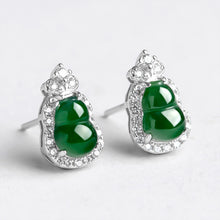 Natural Jade Earrings Silver Hulu Jadeite Earrings