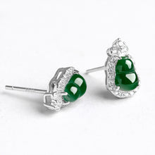 Natural Jade Earrings Silver Hulu Jadeite Earrings