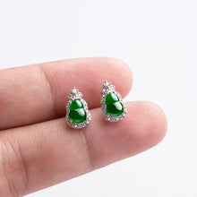 Natural Jade Earrings Silver Hulu Jadeite Earrings