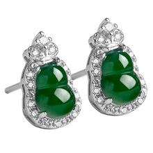 Natural Jade Earrings Silver Hulu Jadeite Earrings