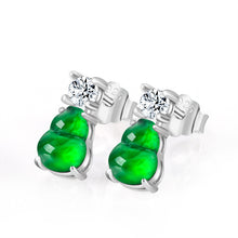 Natural Jade Earrings Silver Hulu Jadeite Earrings