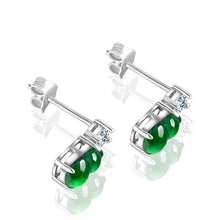 Natural Jade Earrings Silver Hulu Jadeite Earrings