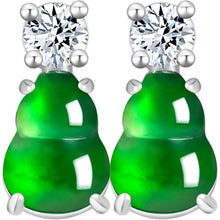 Natural Jade Earrings Silver Hulu Jadeite Earrings