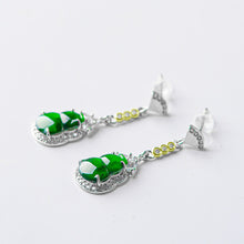 Natural Jade Earrings Silver Hulu Jadeite Earrings