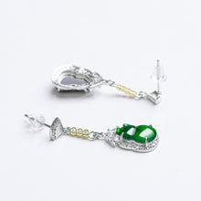 Natural Jade Earrings Silver Hulu Jadeite Earrings