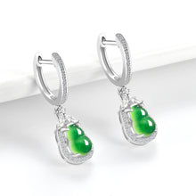 Natural Jade Earrings Silver Hulu Jadeite Earrings