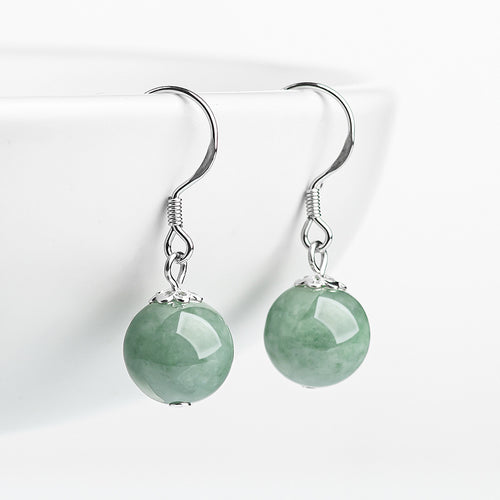 Natural Jade Earrings Silver Jadeite Earrings