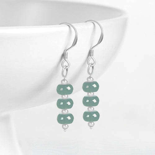 Natural Jade Earrings Silver Jadeite Earrings