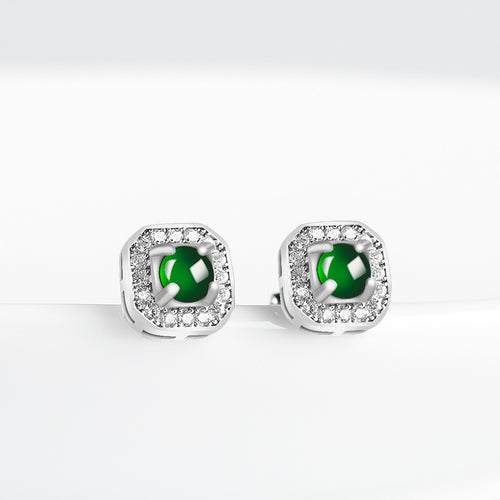 Natural Jade Earrings Silver Jadeite Earrings