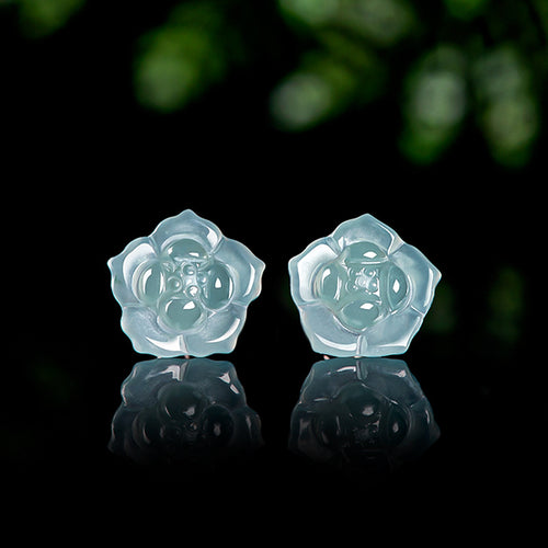 Natural Jade Earrings Silver Jadeite Earrings