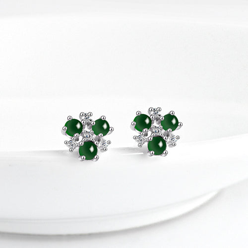 Natural Jade Earrings Silver Jadeite Earrings