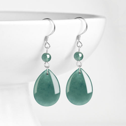 Natural Jade Earrings Silver Jadeite Earrings