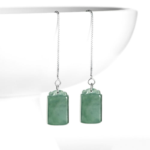 Natural Jade Earrings Silver Jadeite Earrings
