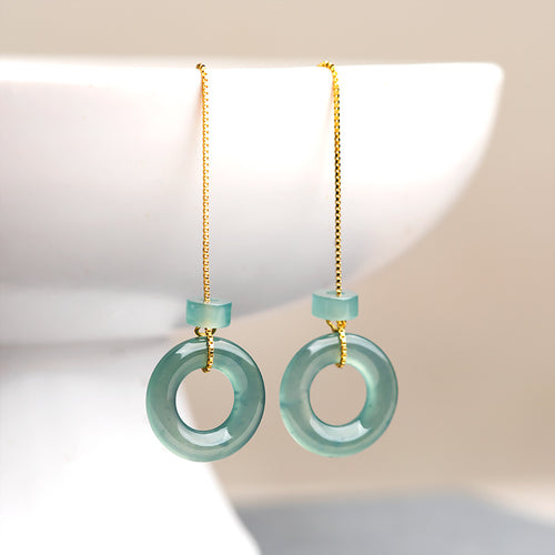 Natural Jade Earrings Silver Jadeite Earrings