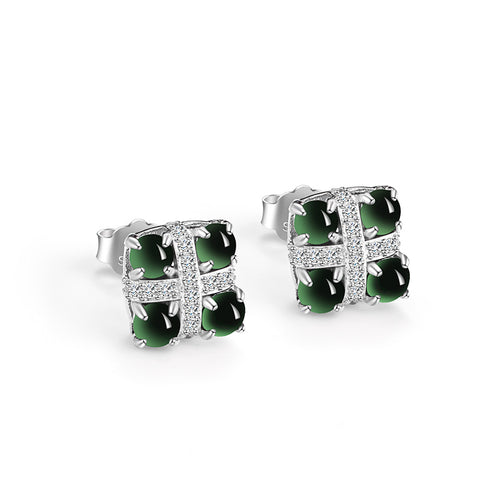 Natural Jade Earrings Silver Jadeite Earrings
