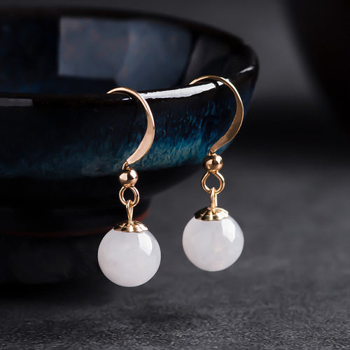 Natural Jade Earrings Silver Jadeite Earrings