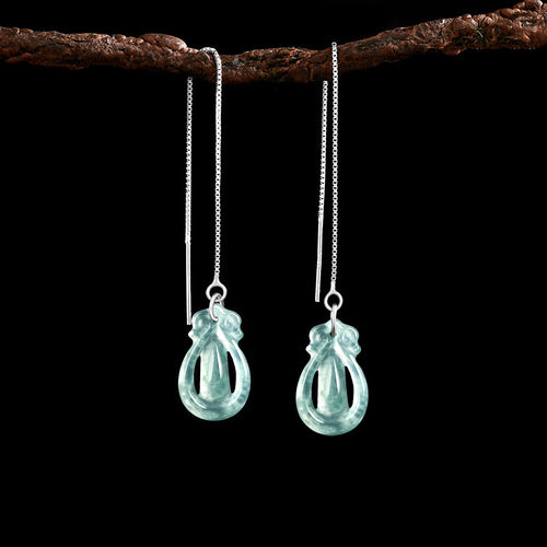 Natural Jade Earrings Silver Jadeite Earrings