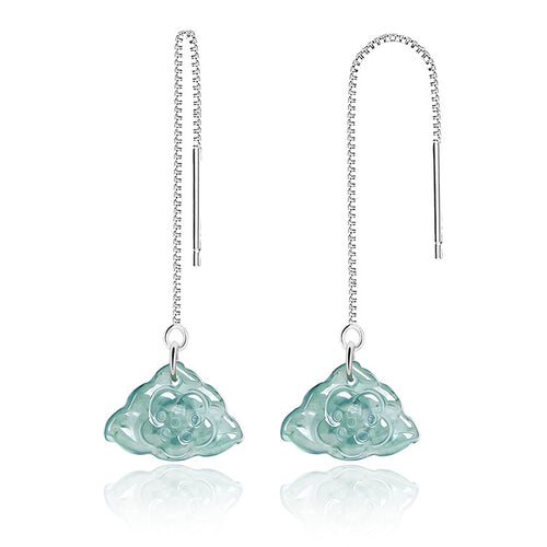 Natural Jade Earrings Silver Jadeite Earrings