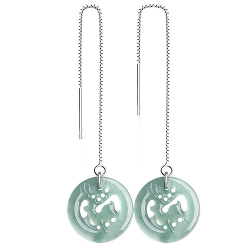 Natural Jade Earrings Silver Jadeite Earrings