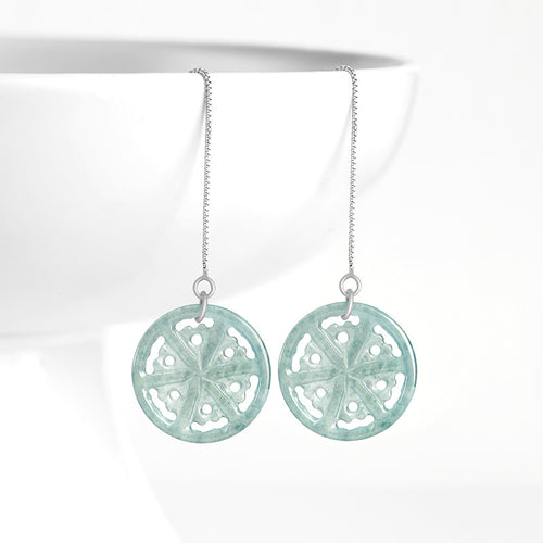 Natural Jade Earrings Silver Jadeite Earrings