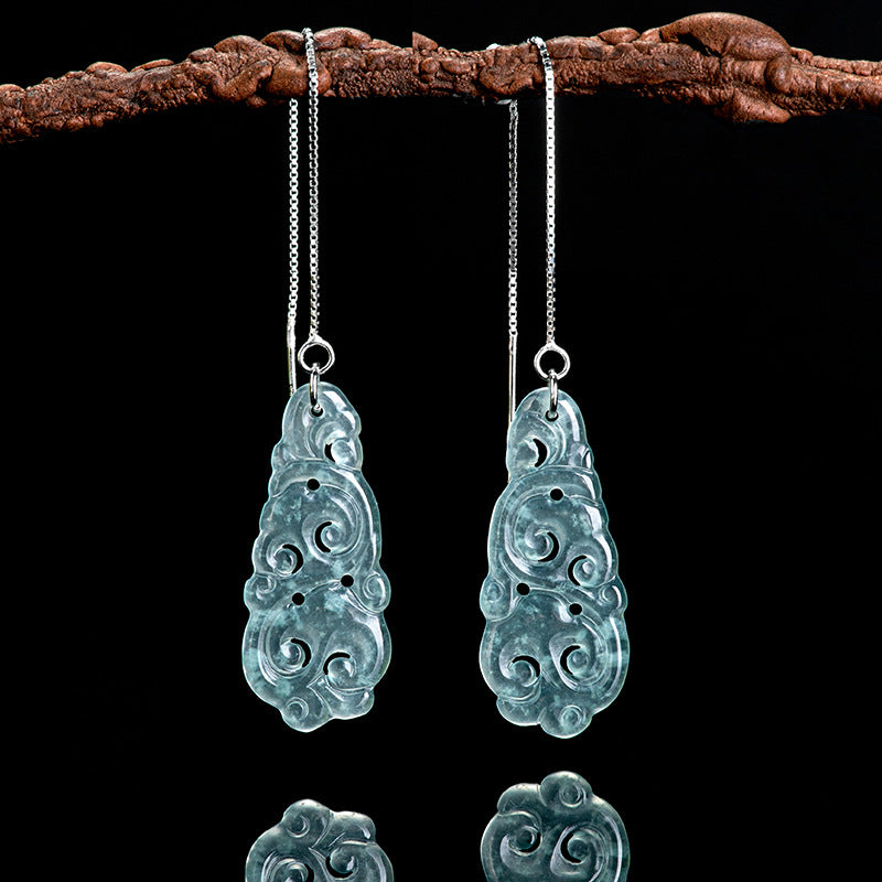 Natural Jade Earrings Silver Jadeite Earrings