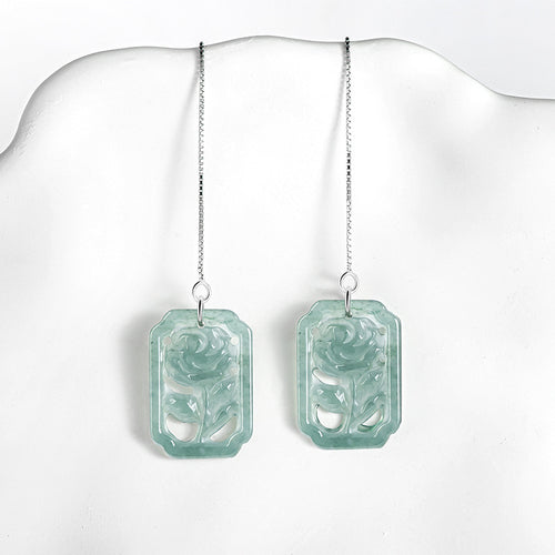 Natural Jade Earrings Silver Jadeite Earrings